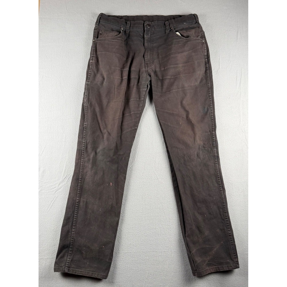 Dickies Mens Duck Canvas Pants Black Faded Stained Distressed Workwear 32x 32